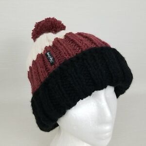 High Society Women's Large Knit Cuffed Winter Hat Pom